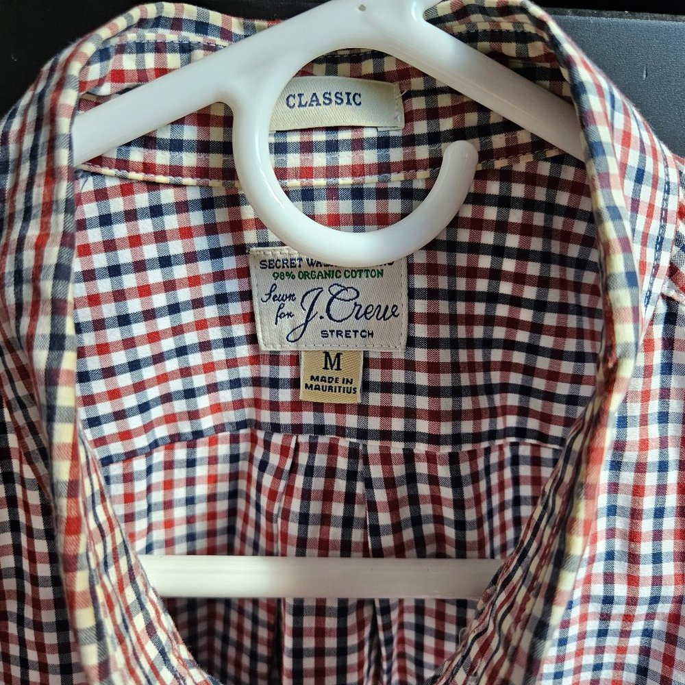 J.Crew Casual Button-Down Oxford Shirt – Red/Blue Gingham – Medium